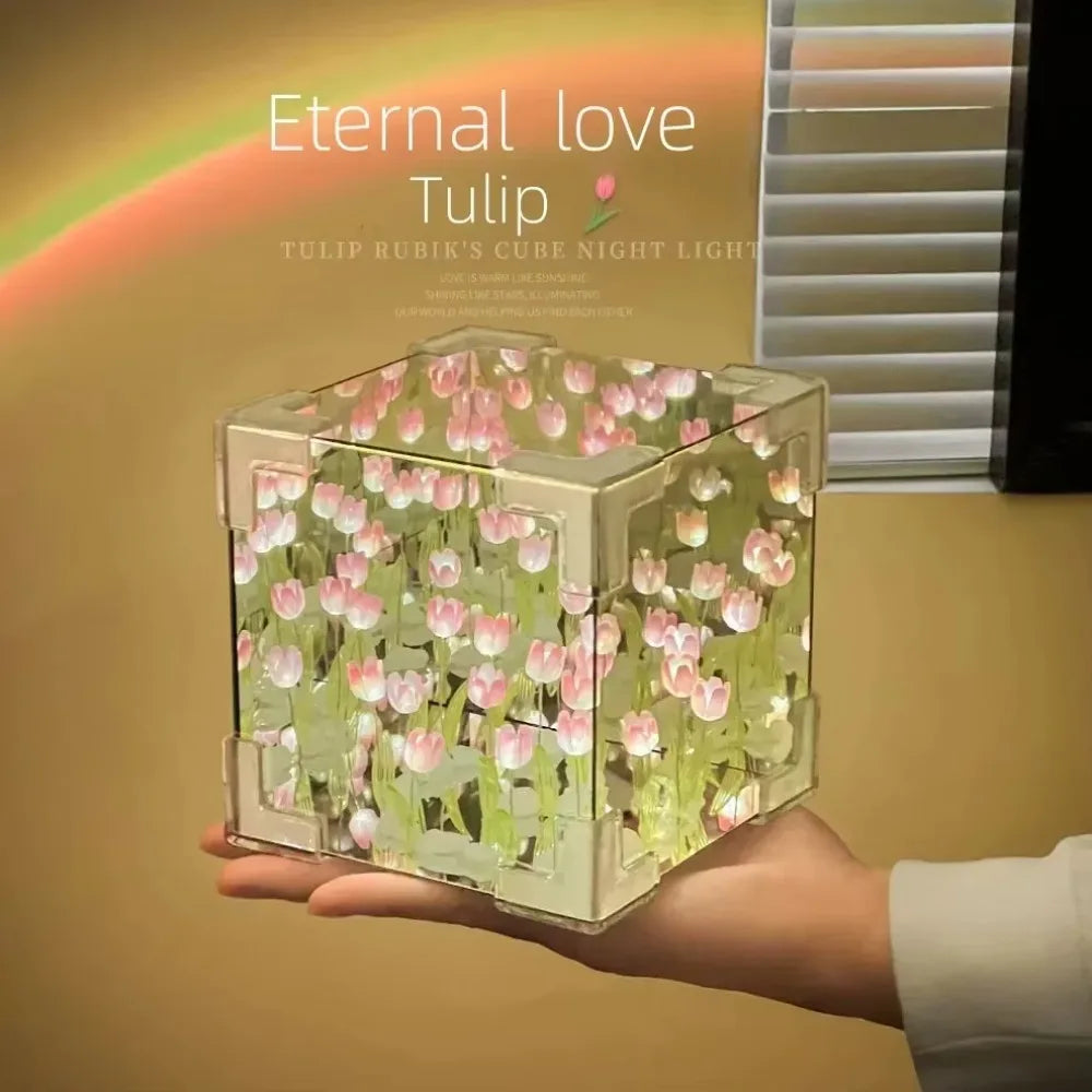 DIY Tulip Mirror Cube Lamp