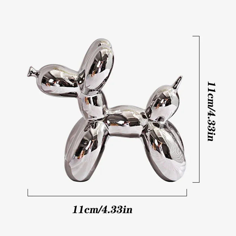 11cm/4.3inch Creative Balloon Dog Abstract Ceramic Ornament Sculpture