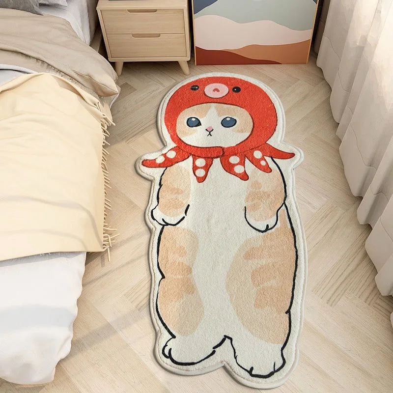 Anti-Slip Bedroom Bedside Mat Lovely Cat Carpet