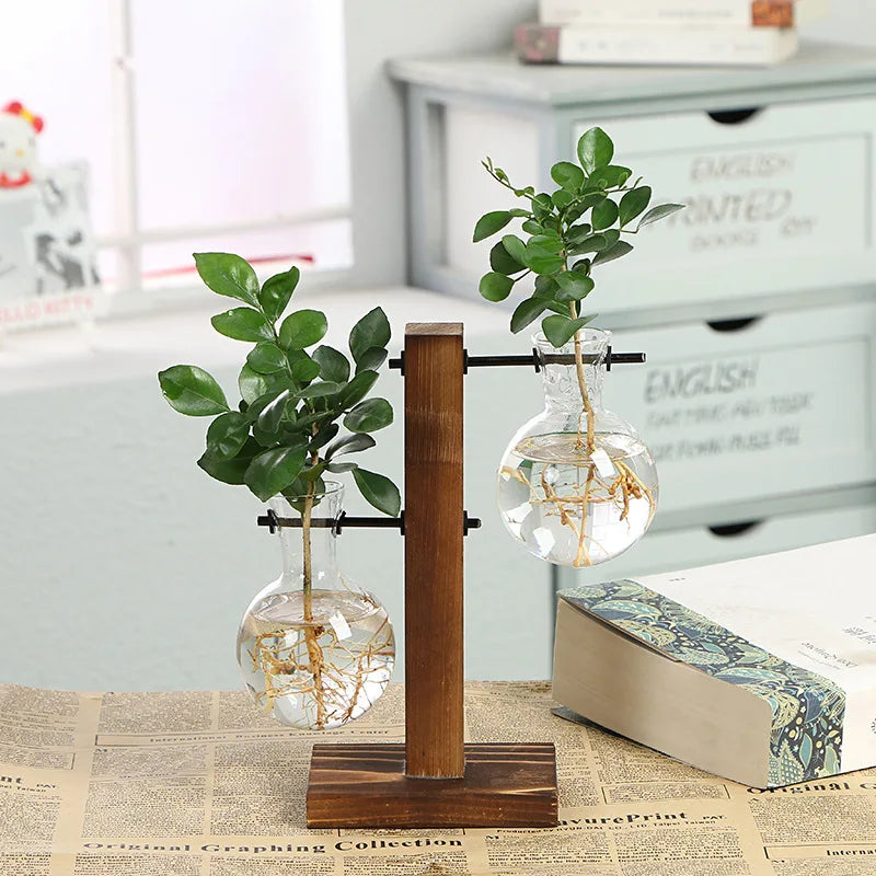 Wooden Frame Hydroponic Vase