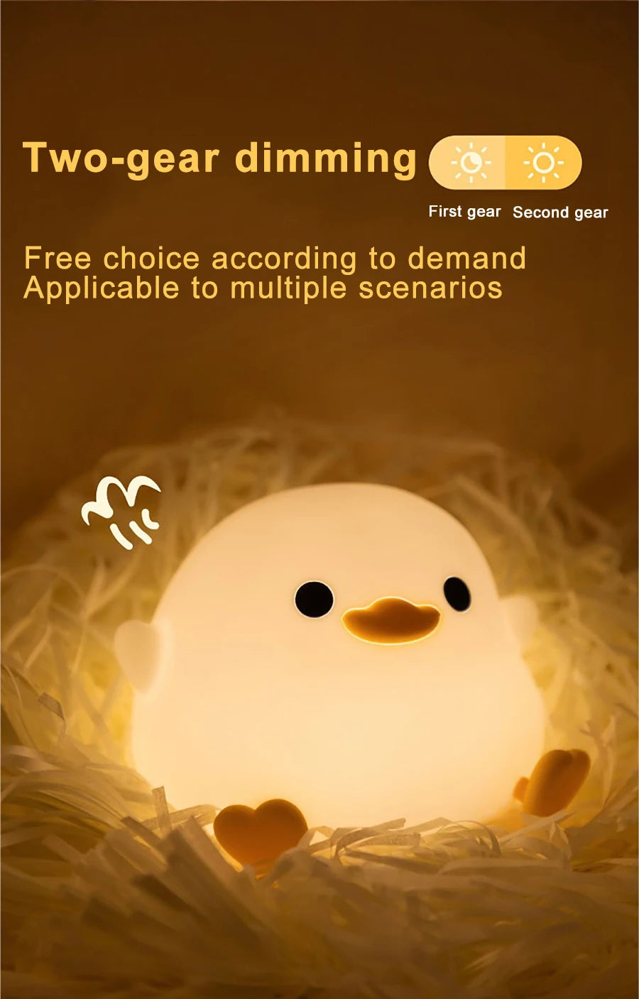 LED Night light Cute duck Cartoon animals Silicone lamp