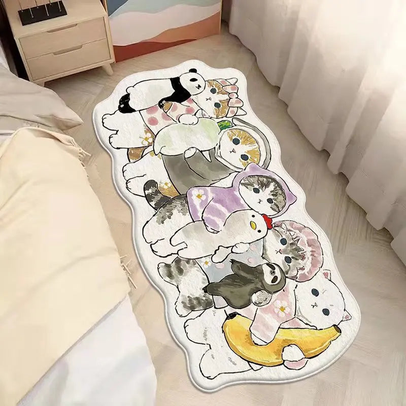Anti-Slip Bedroom Bedside Mat Lovely Cat Carpet