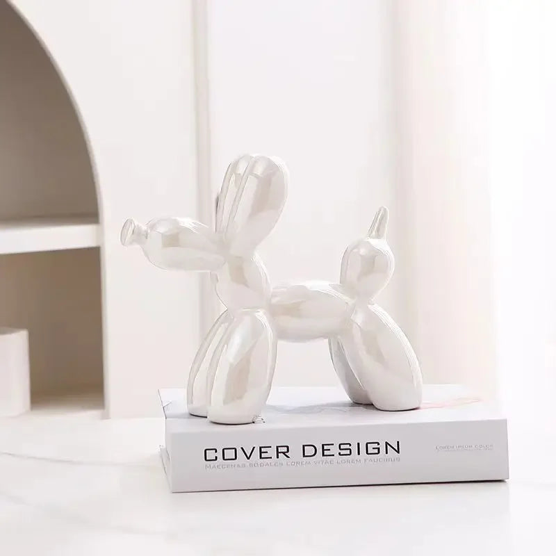 11cm/4.3inch Creative Balloon Dog Abstract Ceramic Ornament Sculpture
