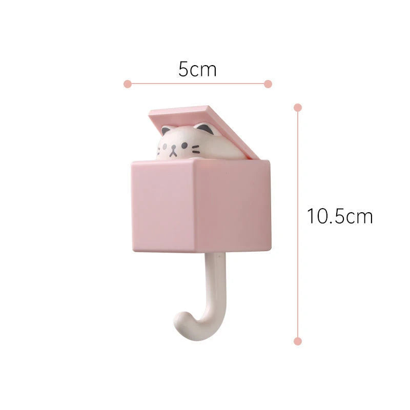 Cartoon Cat Hooks Stickers Bedroom Door Hooks Key Hooks