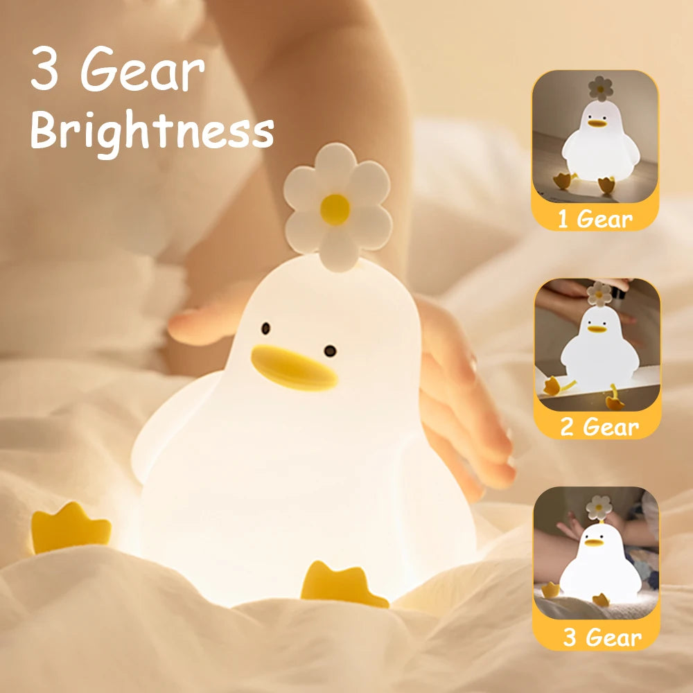 LED Night light Cute duck Cartoon animals Silicone lamp