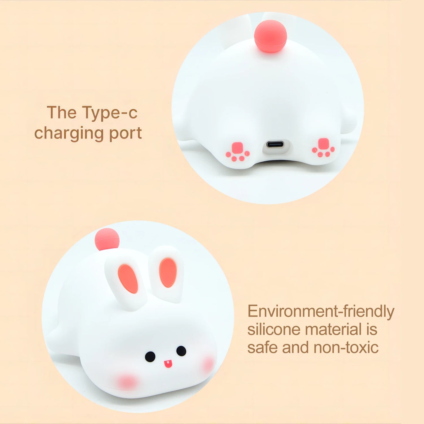 LED Night Light cute Rabbit Animal Cartoon Silicone Lamp