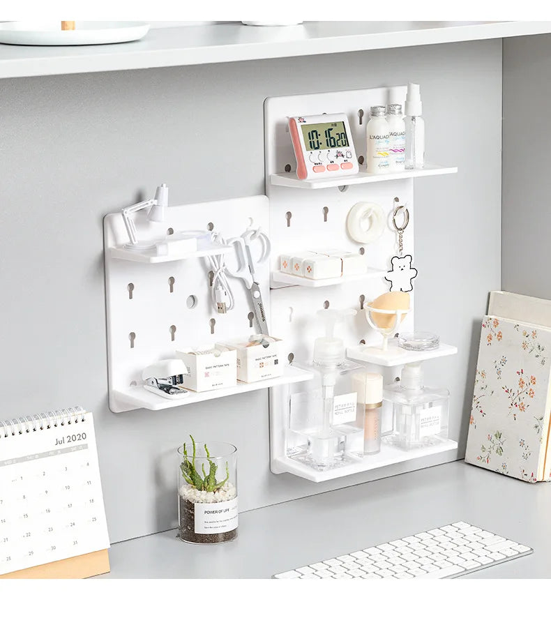Punch-free Plastic Hole Board Wall Shelf Organizer