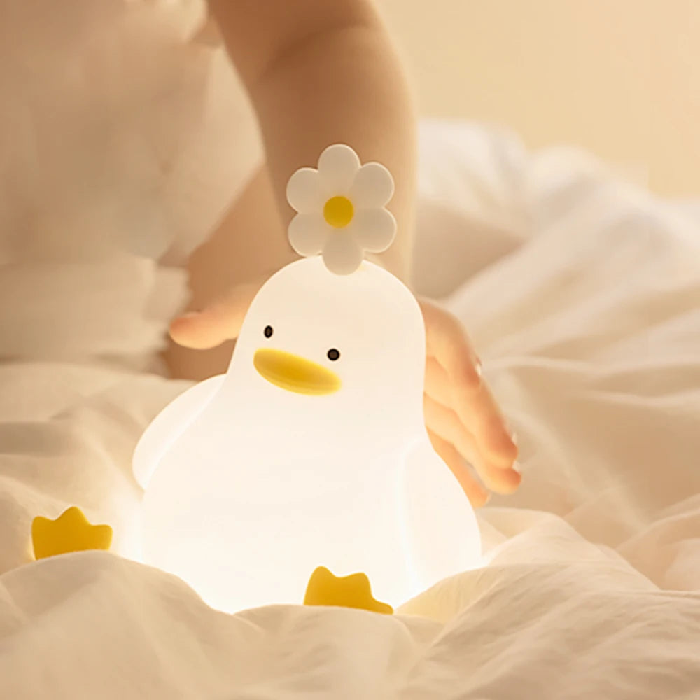 LED Night light Cute duck Cartoon animals Silicone lamp