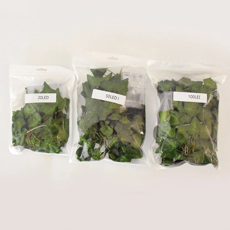2/5/10M Silk Leaves Fake Creeper Green Leaf Ivy Vine LED String Lights
