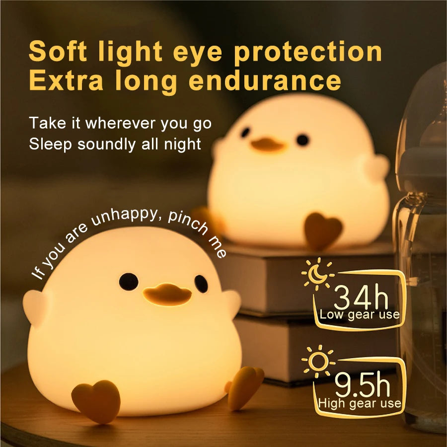 LED Night light Cute duck Cartoon animals Silicone lamp