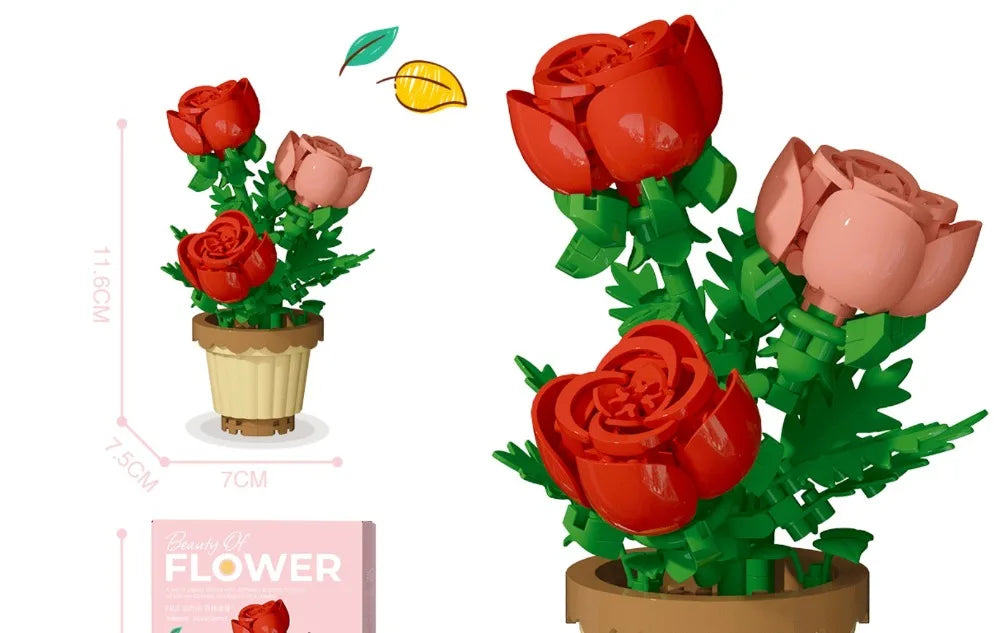 Building Block Flower Potted Plant
