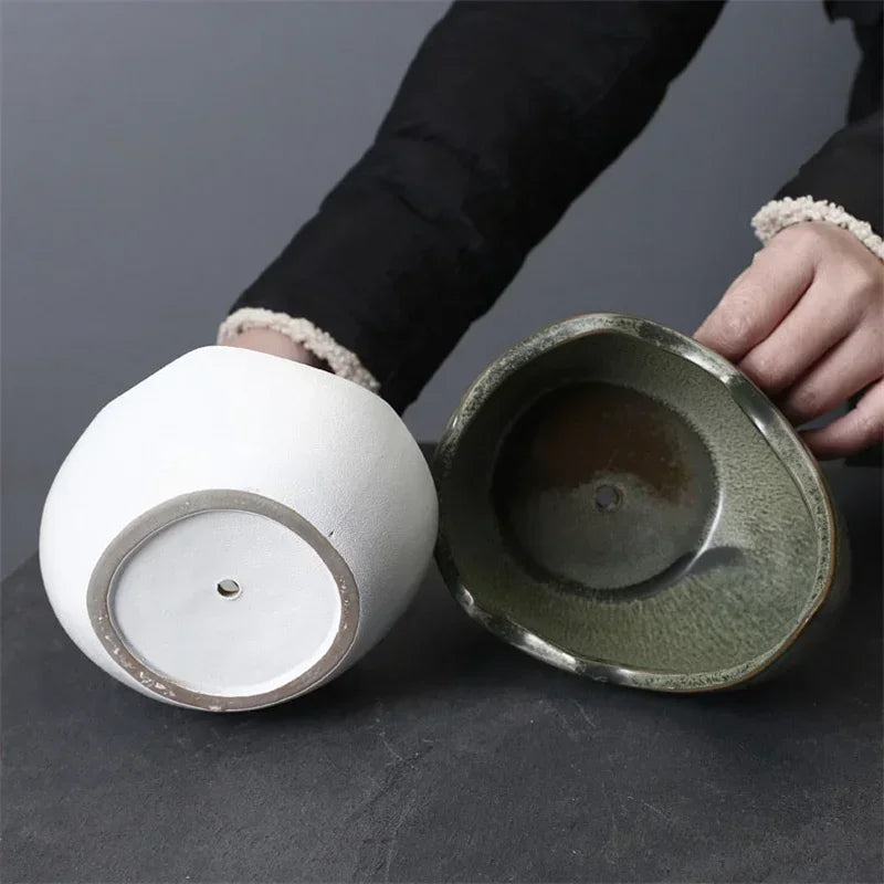 Rhinoceros Horn Shape Ceramic Flower Pot