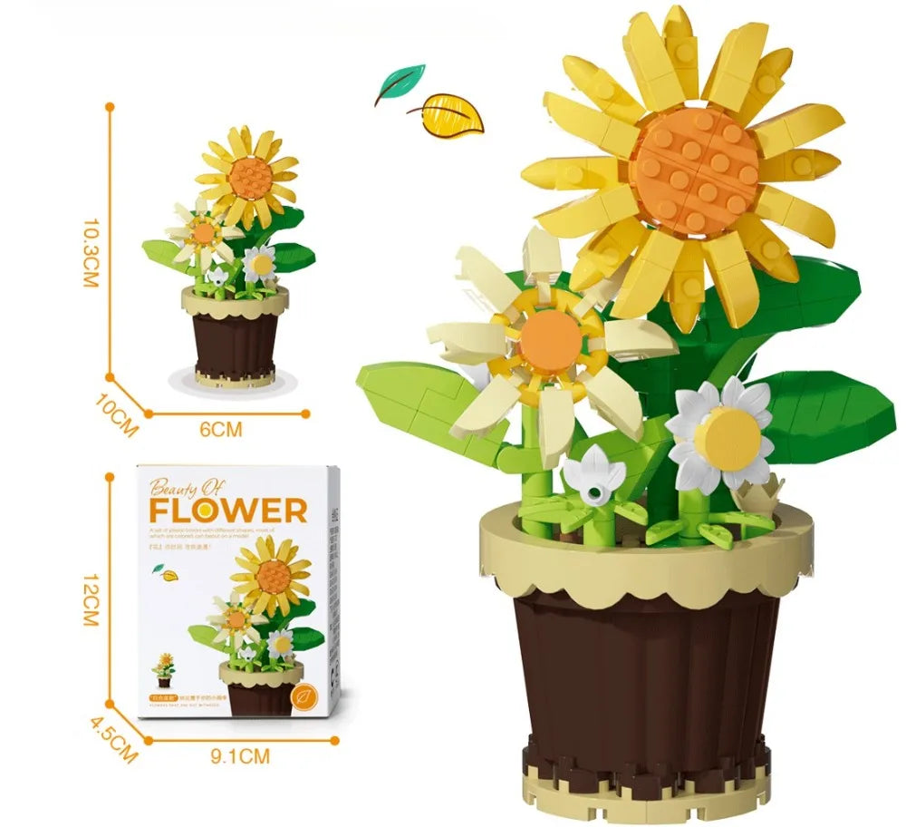 Building Block Flower Potted Plant