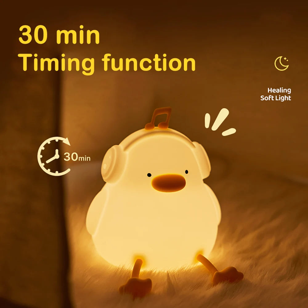 LED Night light Cute duck Cartoon animals Silicone lamp