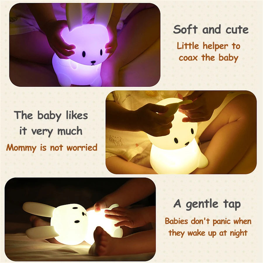 LED Night Light cute Rabbit Animal Cartoon Silicone Lamp