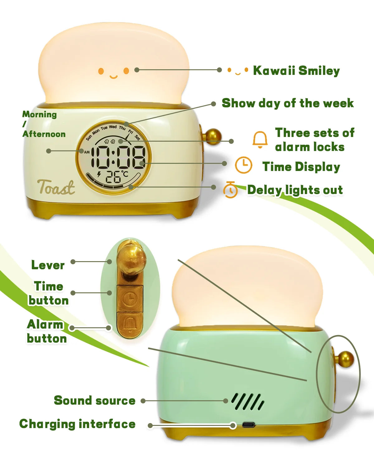 Kid Alarm Clock LED Night