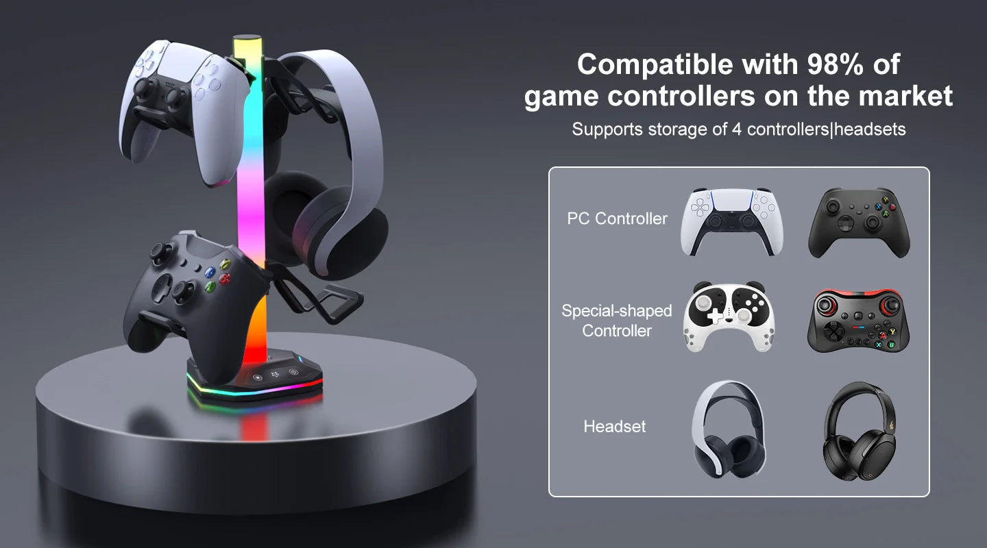 Gaming RGB Headphone Stand for Playstation5 Controller Holder