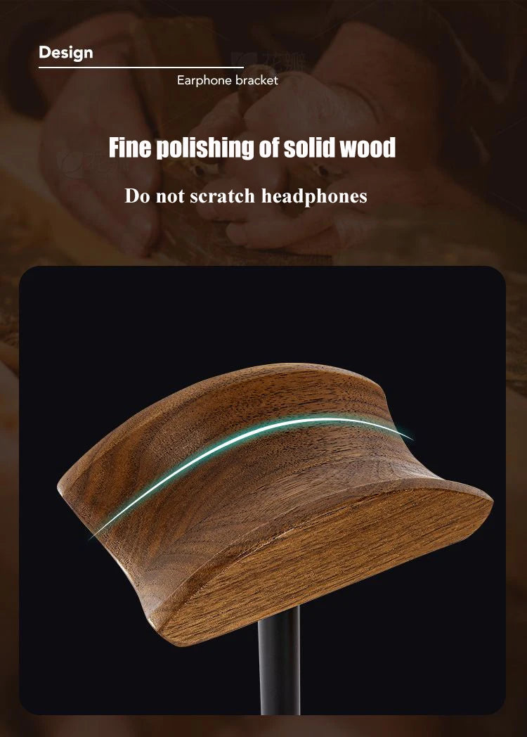 Pure Wood Walnut Headphone Stand