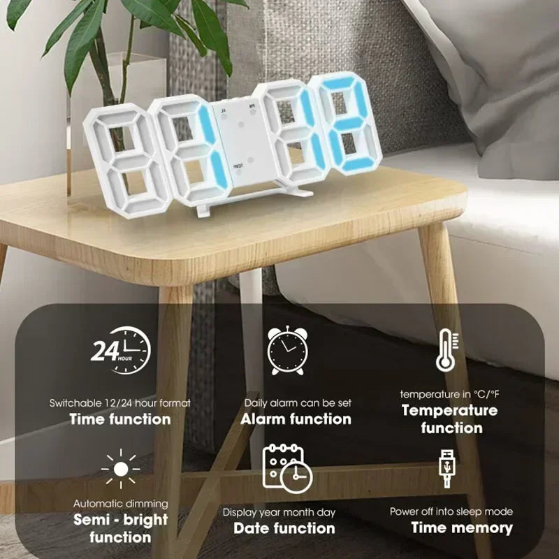 Clock 3D LED Digital Alarm Clock Wall Clock