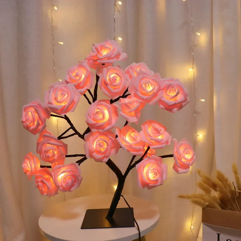 LED Table Lamp Rose Flower Tree