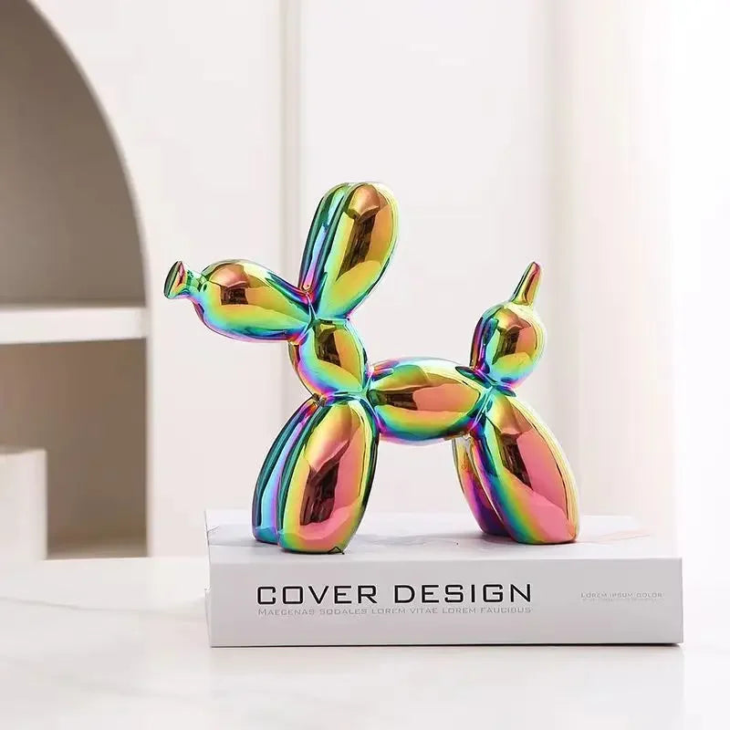 11cm/4.3inch Creative Balloon Dog Abstract Ceramic Ornament Sculpture