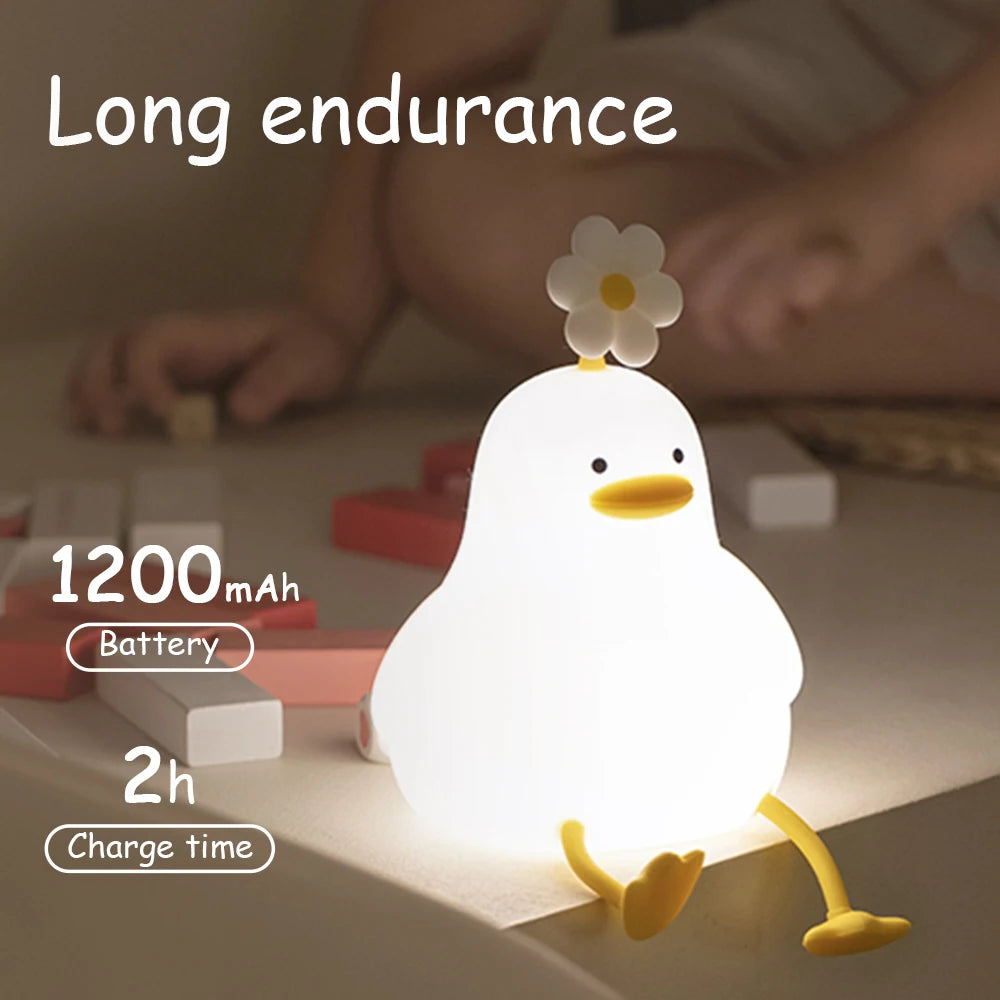 LED Night light Cute duck Cartoon animals Silicone lamp
