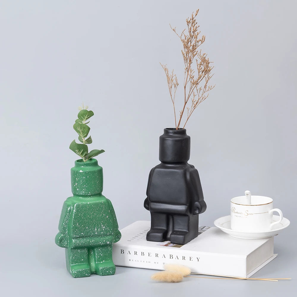 Ceramic Lego Figure Vase Indoor Flower Pot