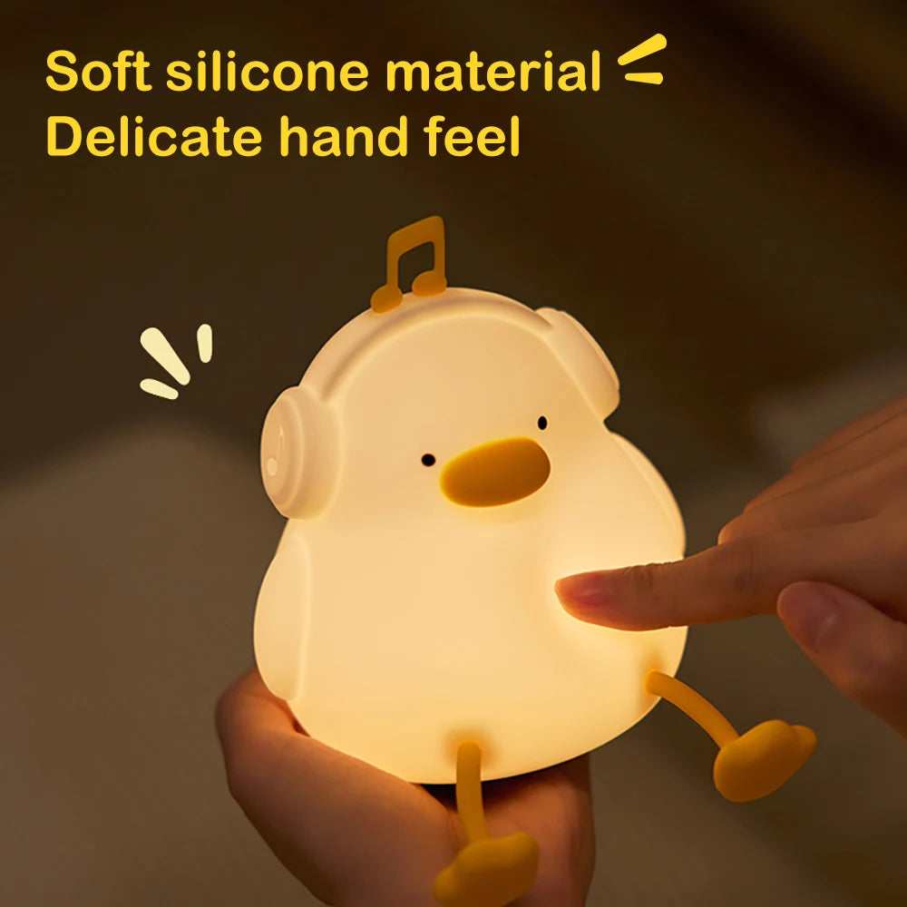 LED Night light Cute duck Cartoon animals Silicone lamp
