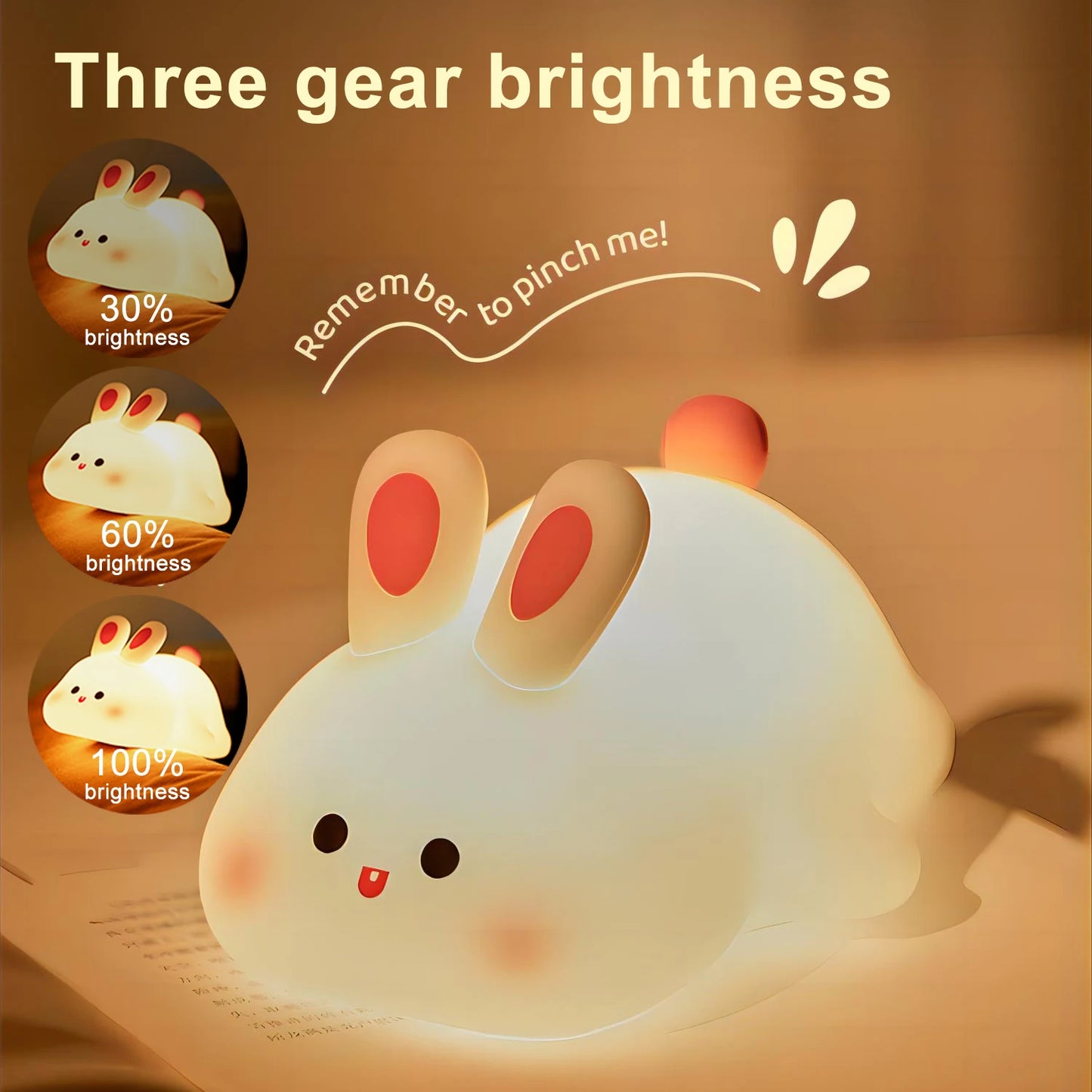 LED Night Light cute Rabbit Animal Cartoon Silicone Lamp