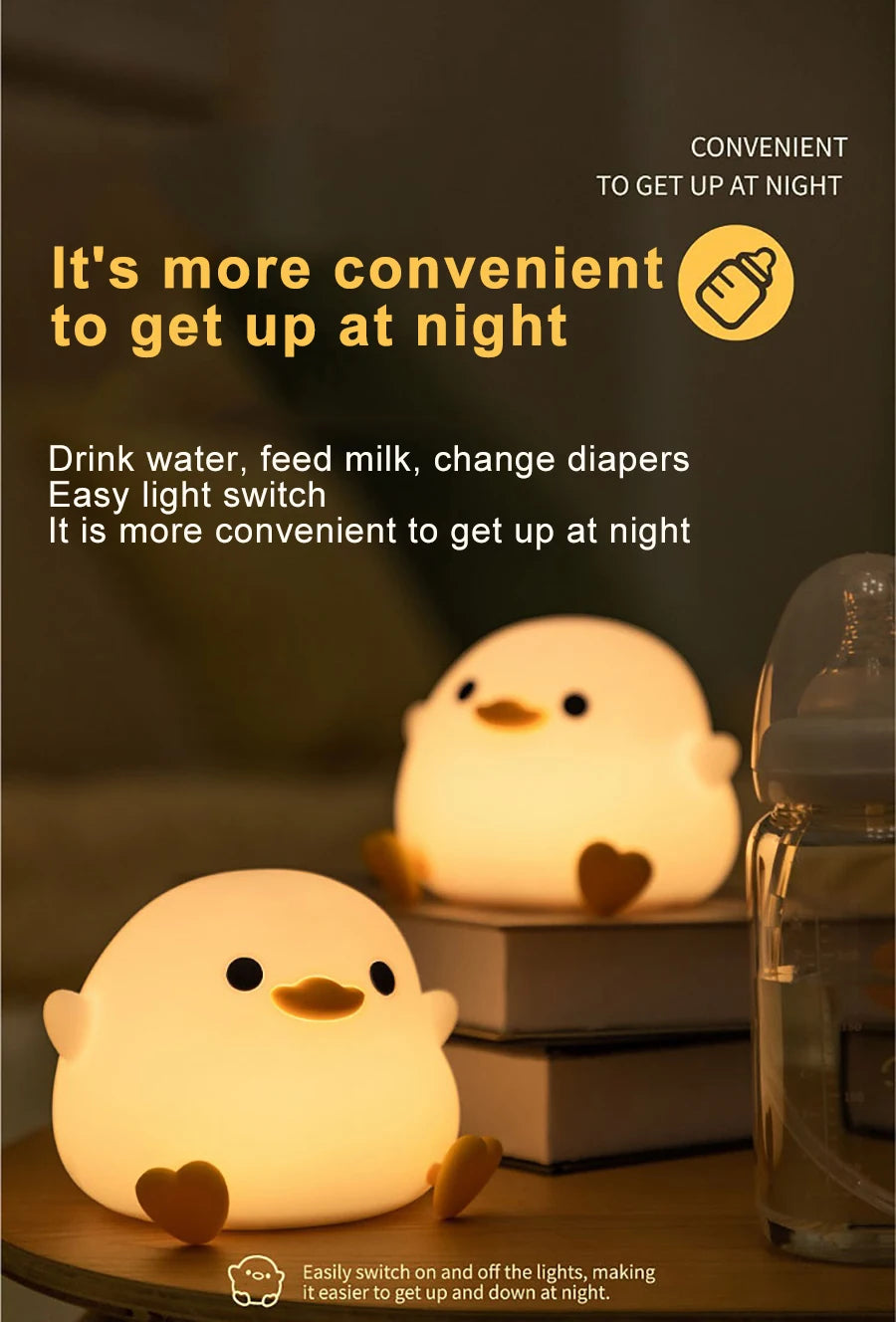 LED Night light Cute duck Cartoon animals Silicone lamp