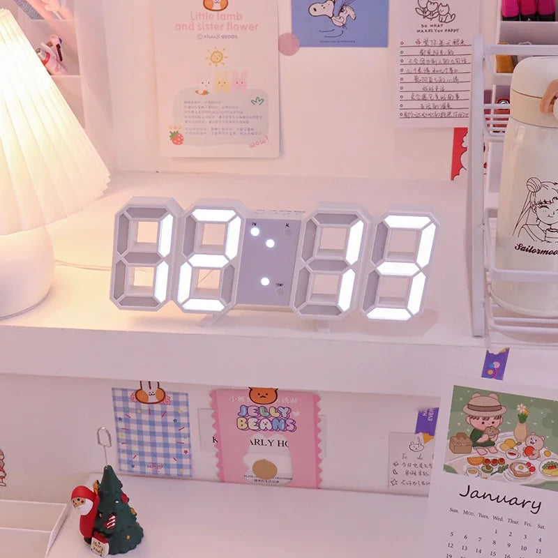 Clock 3D LED Digital Alarm Clock Wall Clock