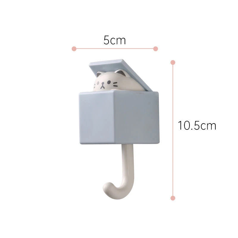 Cartoon Cat Hooks Stickers Bedroom Door Hooks Key Hooks