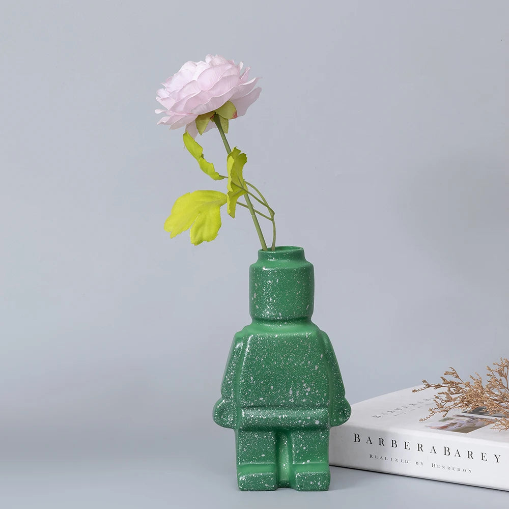 Ceramic Lego Figure Vase Indoor Flower Pot