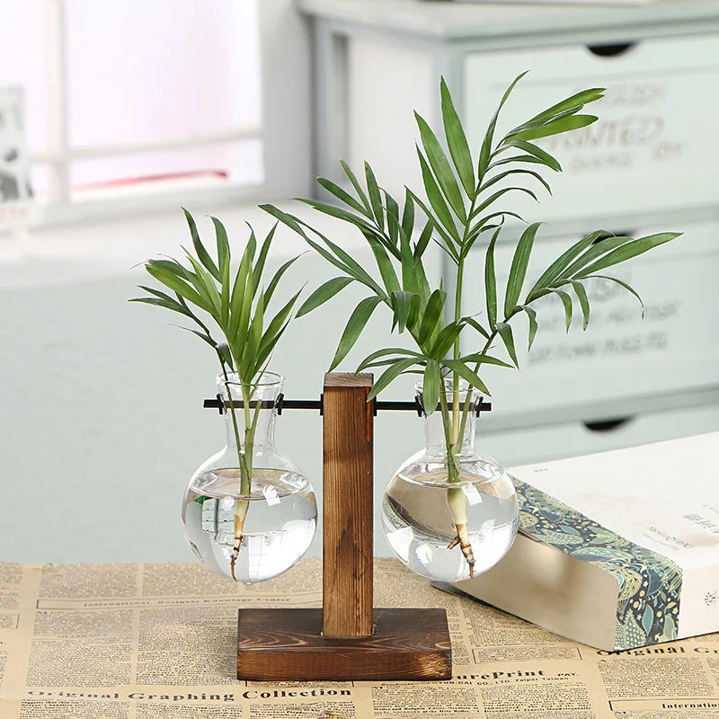 Wooden Frame Hydroponic Vase