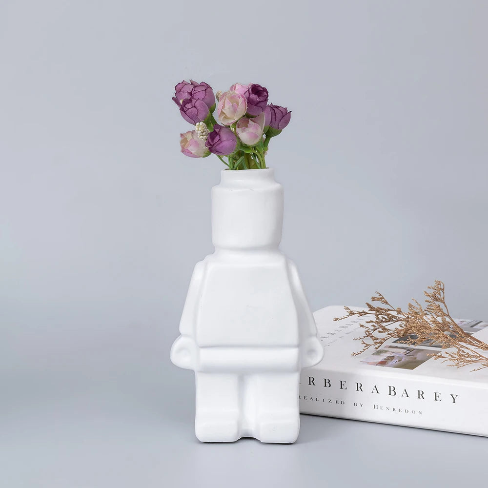 Ceramic Lego Figure Vase Indoor Flower Pot