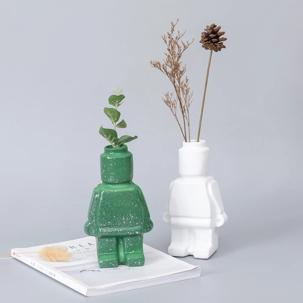 Ceramic Lego Figure Vase Indoor Flower Pot