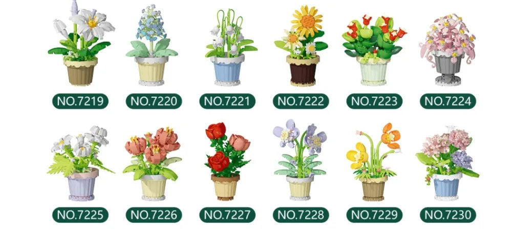 Building Block Flower Potted Plant