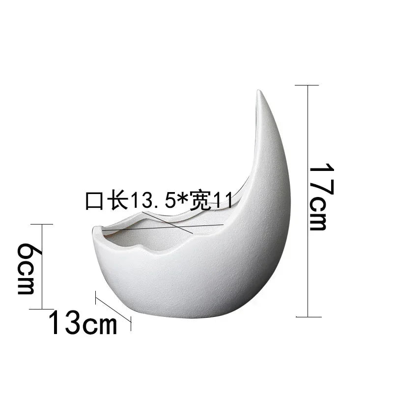 Rhinoceros Horn Shape Ceramic Flower Pot