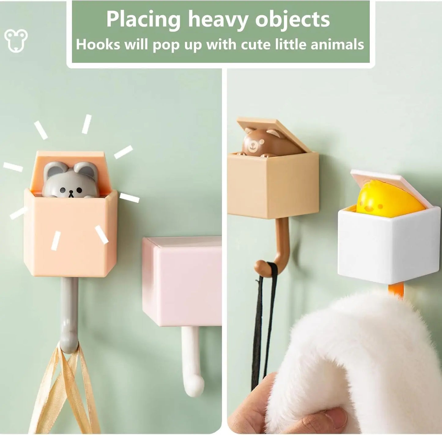 Cartoon Cat Hooks Stickers Bedroom Door Hooks Key Hooks