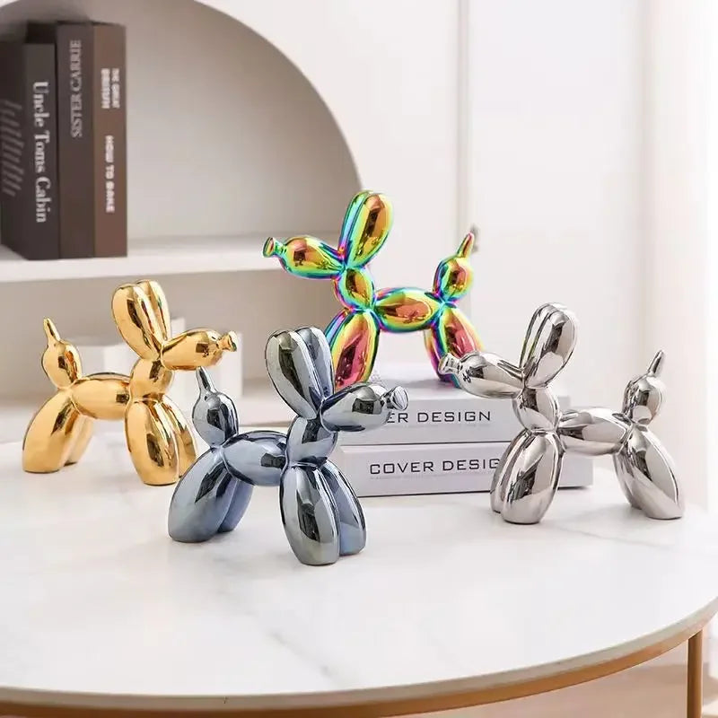 11cm/4.3inch Creative Balloon Dog Abstract Ceramic Ornament Sculpture
