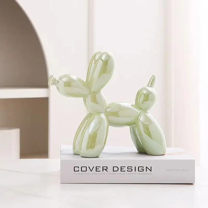 11cm/4.3inch Creative Balloon Dog Abstract Ceramic Ornament Sculpture