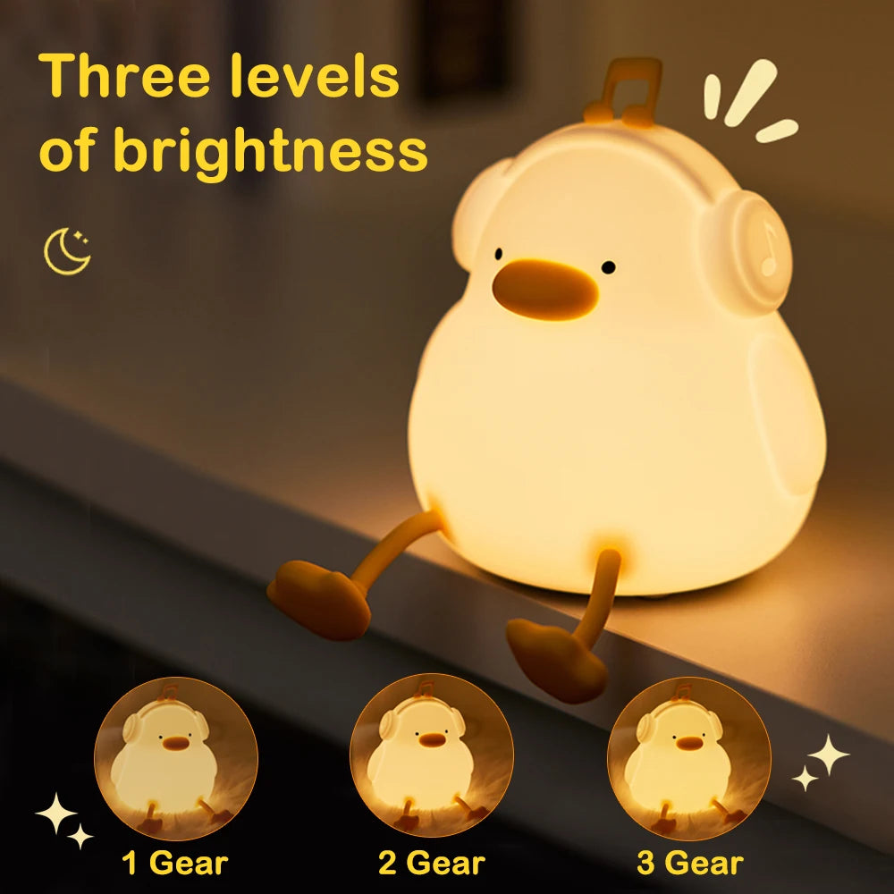 LED Night light Cute duck Cartoon animals Silicone lamp