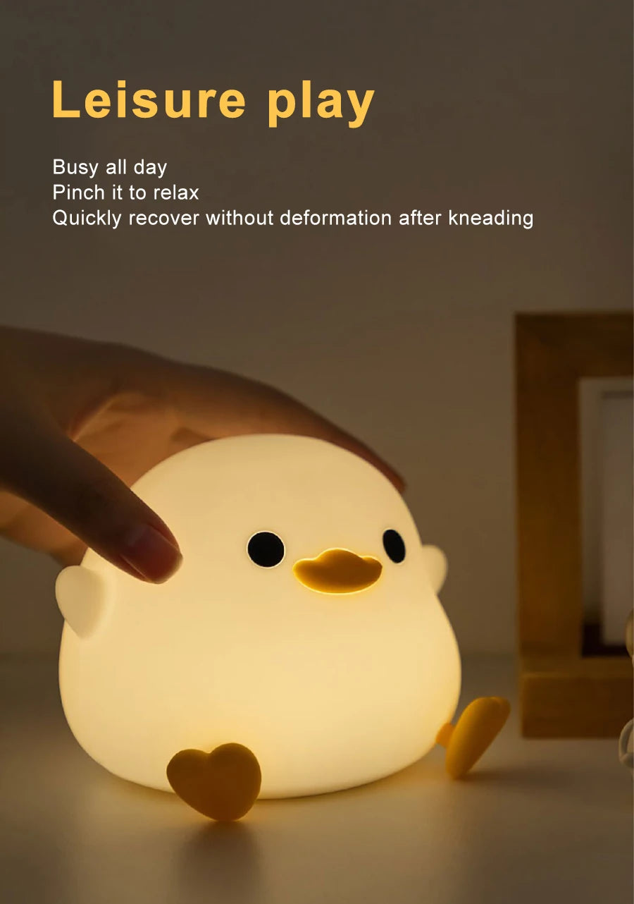 LED Night light Cute duck Cartoon animals Silicone lamp