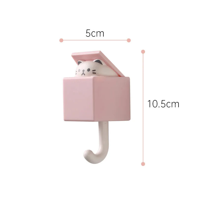 Cartoon Cat Hooks Stickers Bedroom Door Hooks Key Hooks