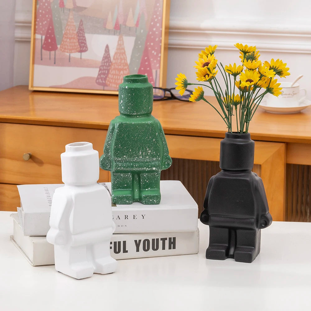 Ceramic Lego Figure Vase Indoor Flower Pot