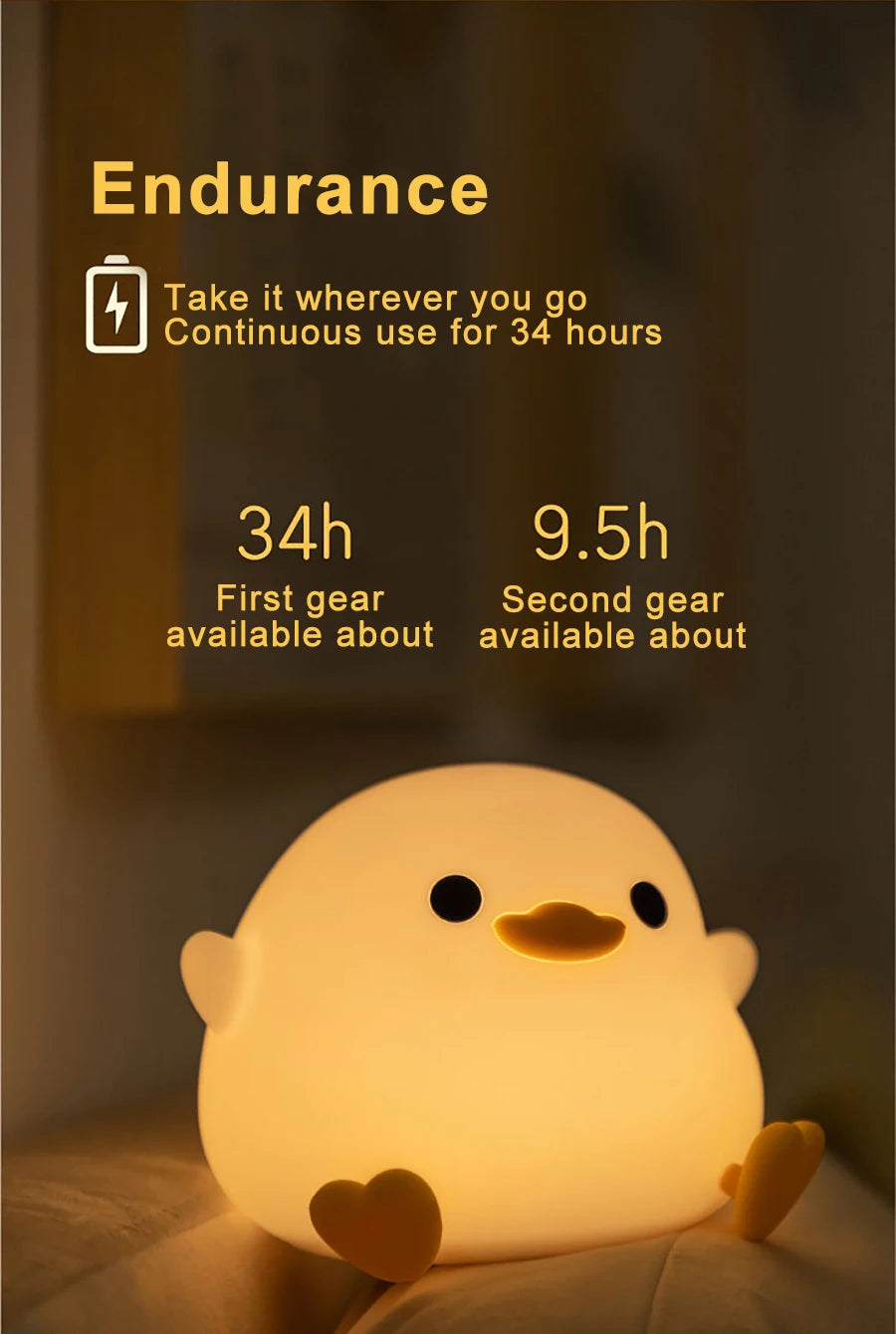 LED Night light Cute duck Cartoon animals Silicone lamp