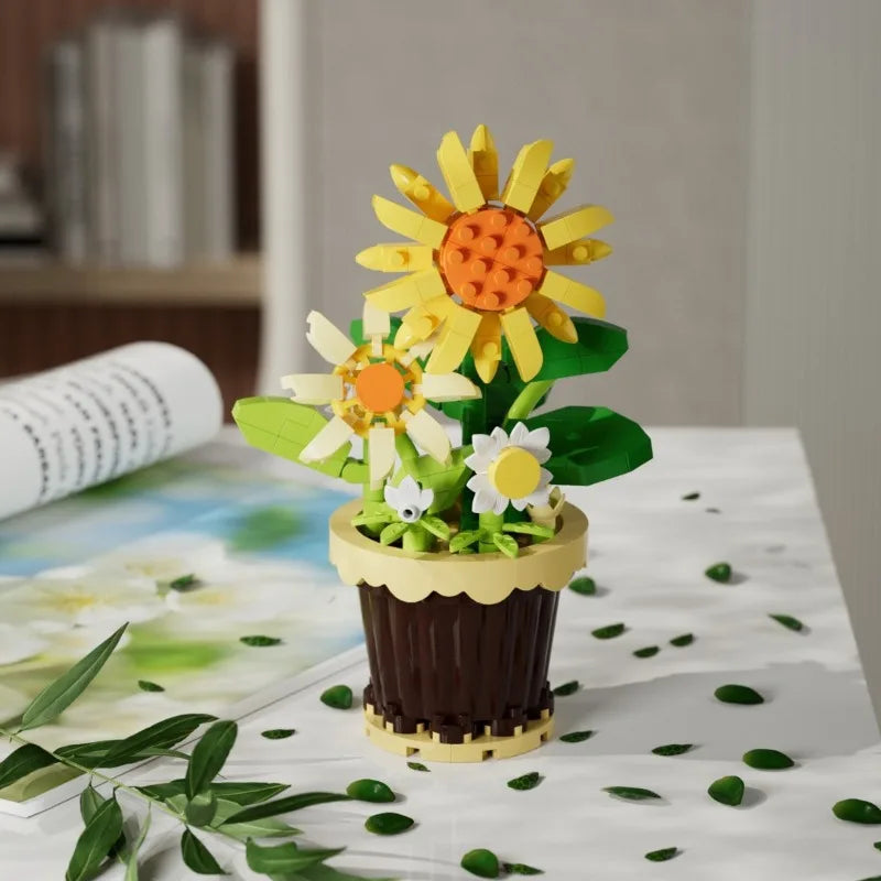Building Block Flower Potted Plant