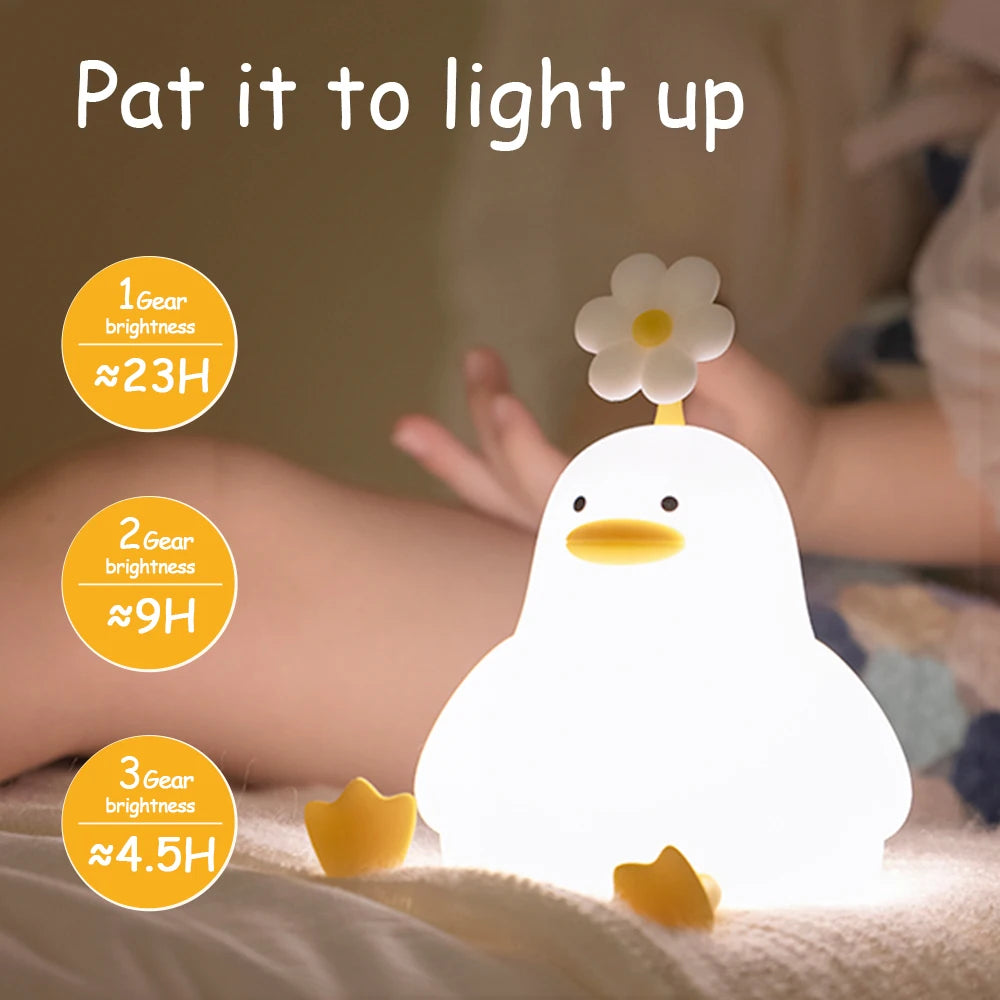 LED Night light Cute duck Cartoon animals Silicone lamp