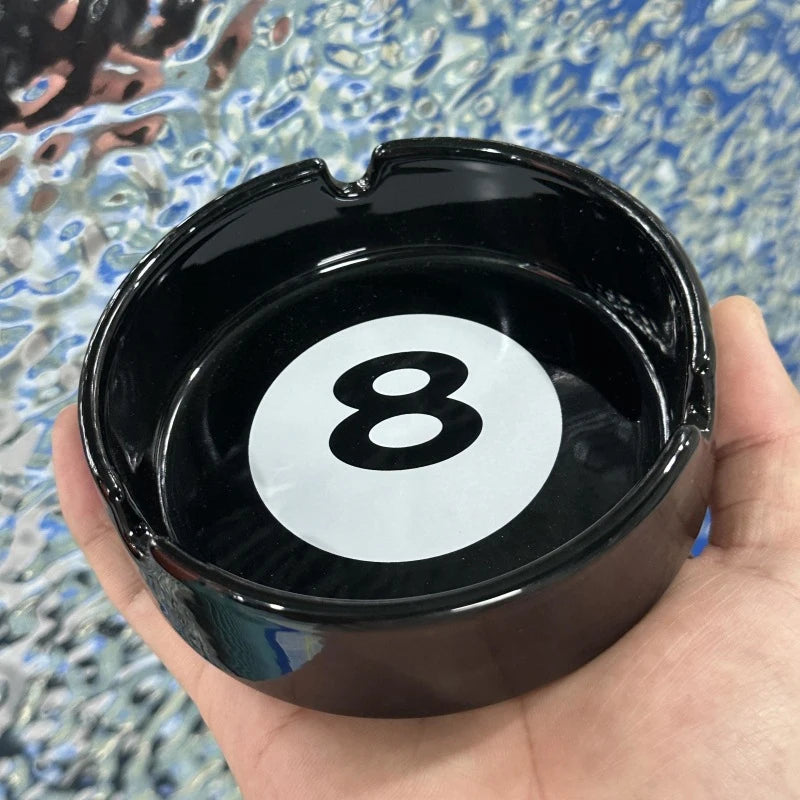 Black Eight Ceramic Ashtray
