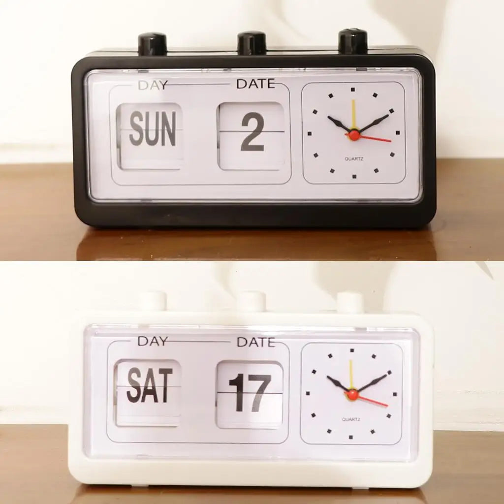 Retro Fashion Flip Clock Digtal Flip Day Date Time Display Clock